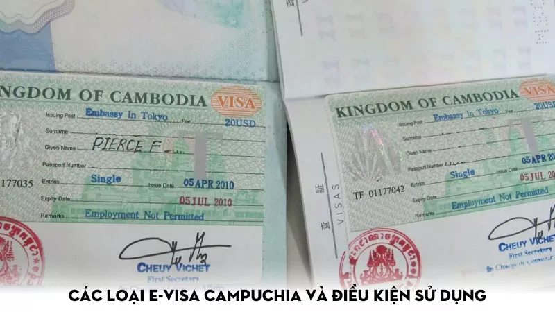 Các loại e-visa Campuchia và điều kiện sử dụng